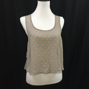 Sheer polka dot Ruffles top sz small