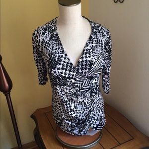 Style & Co black & white stretch blouse.