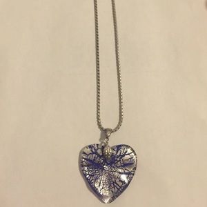 Necklace with blown glass heart charm