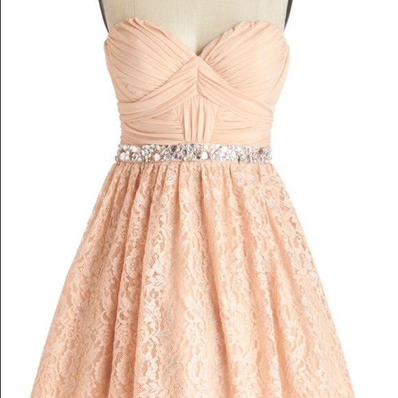 REDUCED Peachy/pink Rhine-Stone embellished dress - Picture 1 of 4