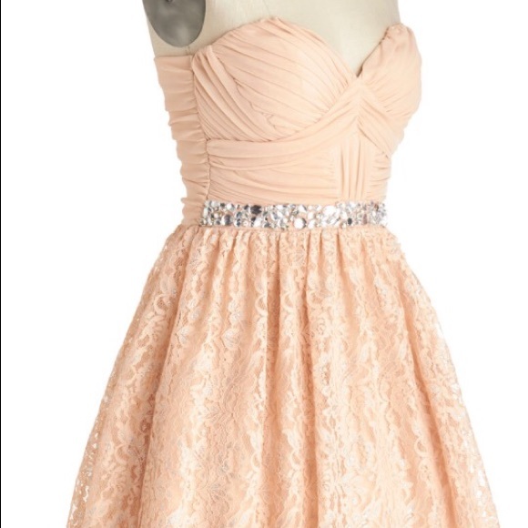 REDUCED Peachy/pink Rhine-Stone embellished dress - Picture 2 of 4