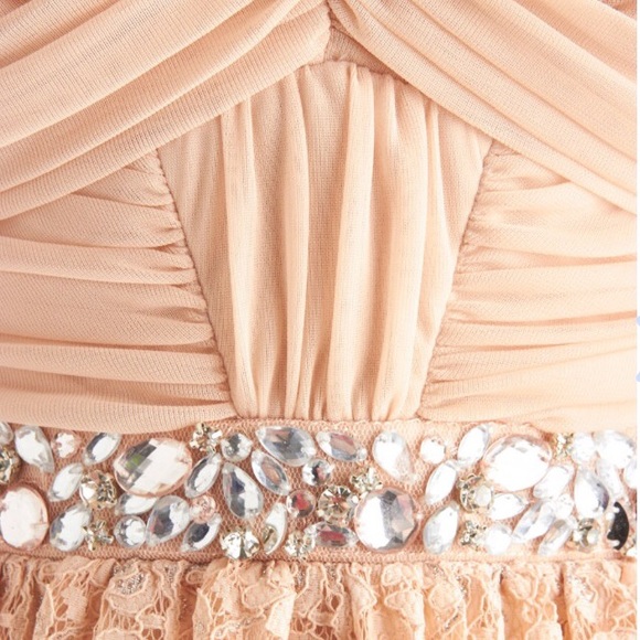 REDUCED Peachy/pink Rhine-Stone embellished dress - Picture 4 of 4