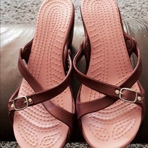 CROCS Pink Mid Heel Sandals