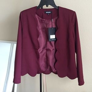 Maroon Scallop Blazer
