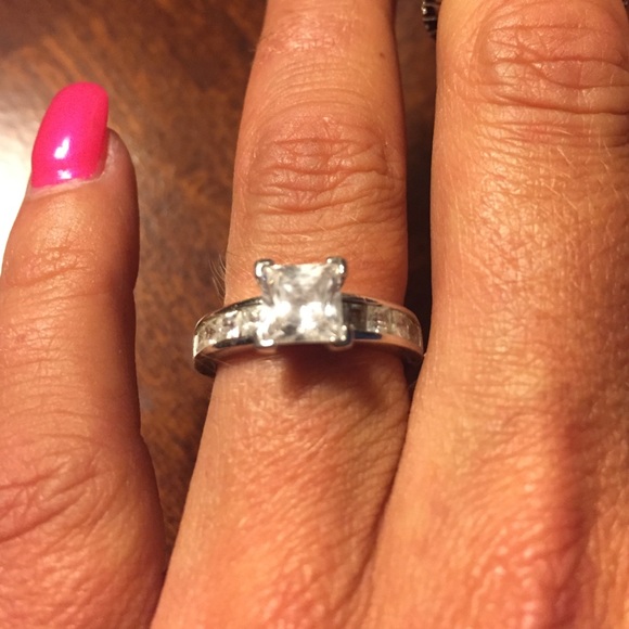 Silver plated CZ engagement ring