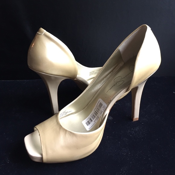Jessica Simpson Peep-toe Stilettos, Pearl Finish