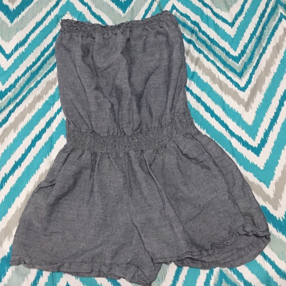 Derek Heart: Gray Strapless Romper