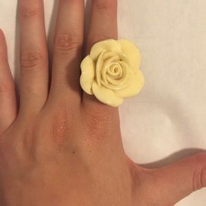 White flower ring/ pink flower ring with stone