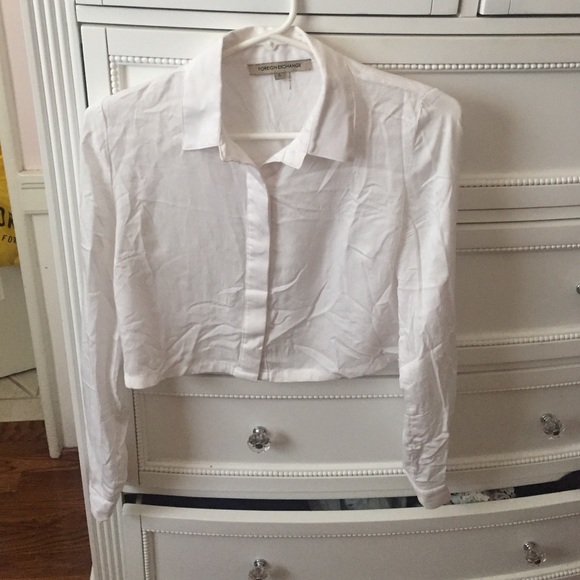 White Button Up Cropped Crop Top Schoolgirl Style