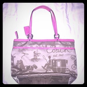 Pink and tan Coach purse