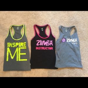 3 size small gently used Zumba instructor tanks