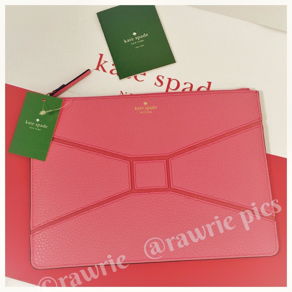SALE New Kate Spade leather large bow tie pouch - Picture 1 of 4