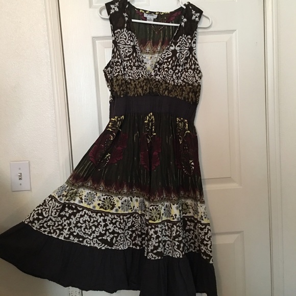 Multi patterned midi dress