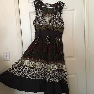 Multi patterned midi dress