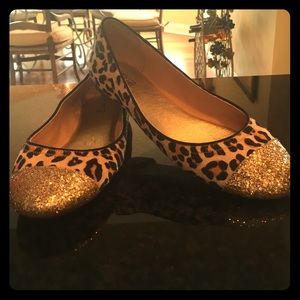 Sperry Leopard Print Flats w/ Gold Toe, Size 6.5M