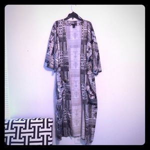 Long Black and White Tribal Kimono
