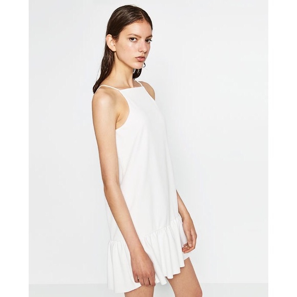 Zara white drop waist dress