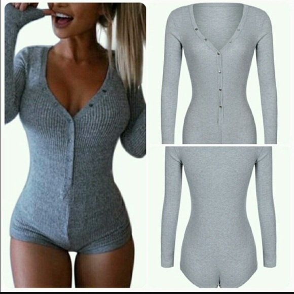 Grey button up onesie