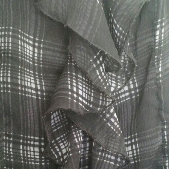 Banana U.S.A. Black Plaid Tank Top with Ruffles - Picture 2 of 4