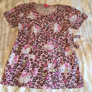 Hello Kitty mock wrap scrub top XS