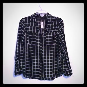 Express Black & White Grid Top