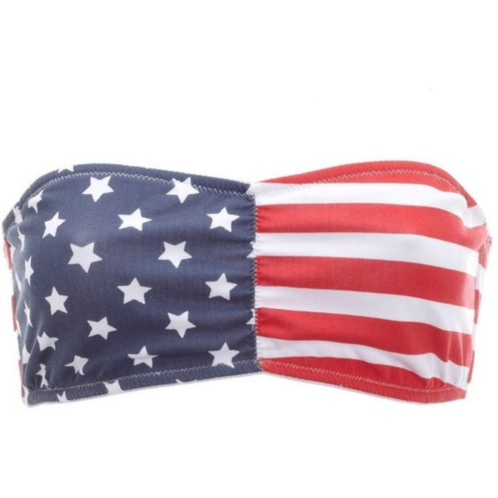 Charlotte Russe American Flag Ruched Bandeau
