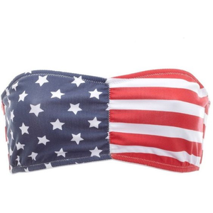 Charlotte Russe American Flag Ruched Bandeau