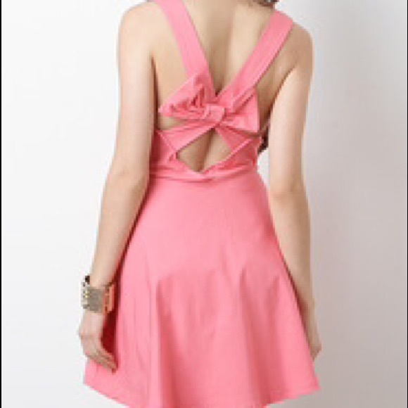 Pink Fit and Flare Dress with Bow