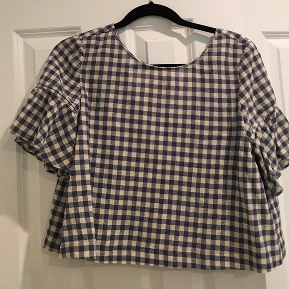 Blue checked crop top