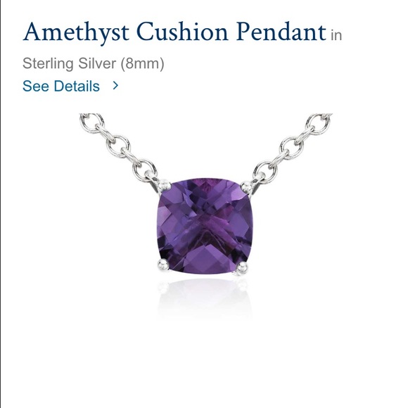 Blue nile amethyst cushion pendent