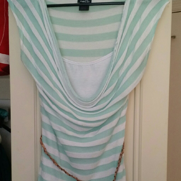 Green and White Striped Rue 21 Shirt - Picture 1 of 4