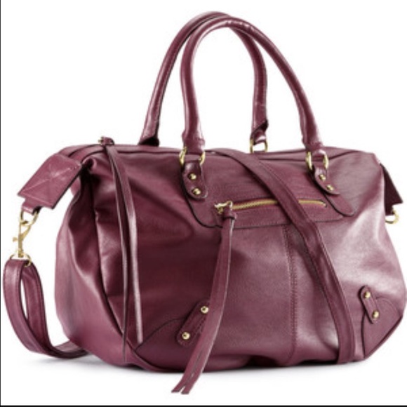 Burgundy side satchel bag crossbody gold details