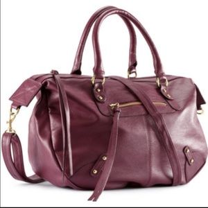 Burgundy side satchel bag crossbody gold details
