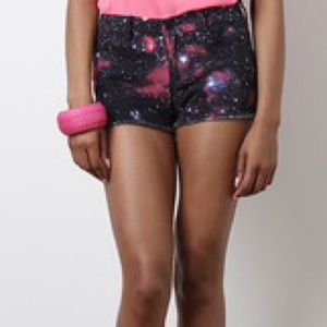 Galaxy-print Denim Shorts