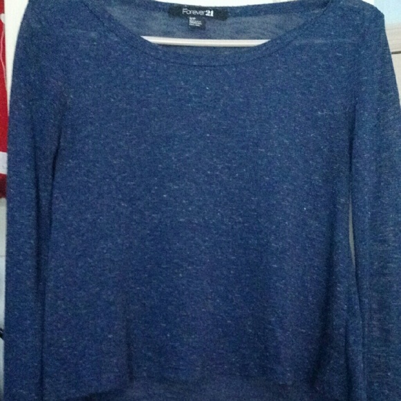 Blue Forever 21 Cropped Long Sleeve Tee - Picture 1 of 4