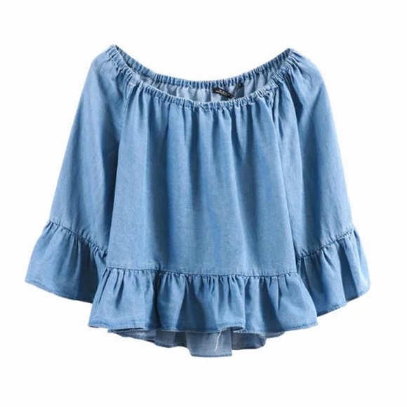 {bundled + sold} ✨HP✨ Off the Shoulder Chambray... - Picture 2 of 3