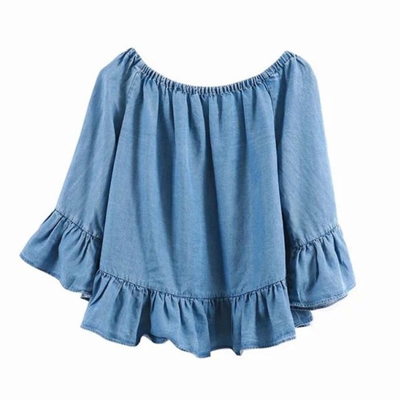 {bundled + sold} ✨HP✨ Off the Shoulder Chambray... - Picture 3 of 3