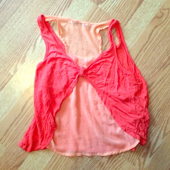Coral bow tie top - Picture 1 of 1