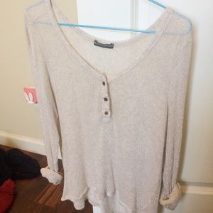 Brandy Melville Light Beige Knit Button Up Top