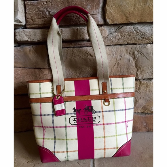COACH Heritage Plaid Tattersall Leather Purse