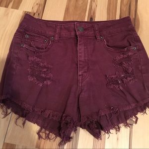 American Eagle Maroon Shorts high waisted