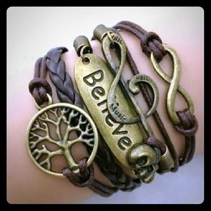 Believe tree of life music skull bracelet