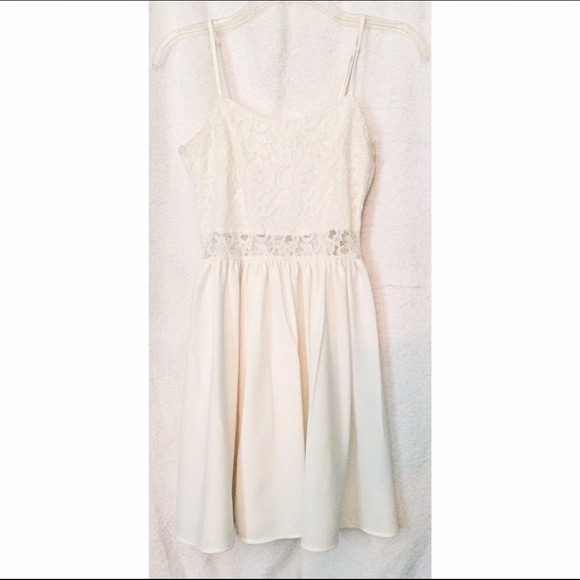 White Lace Cutout Dress