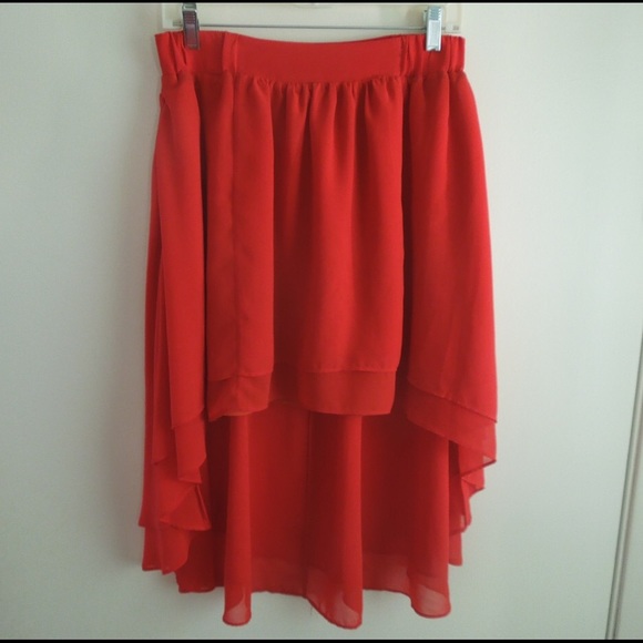Flowy Red High-Low Skirt