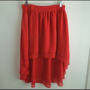 Flowy Red High-Low Skirt