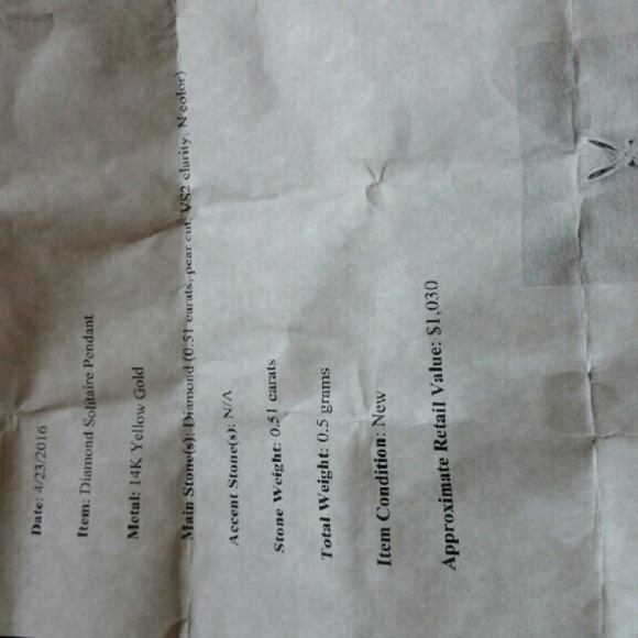 14k Yellow Gold w/ 0.51 Carat VS2 Diamond Pendant - Picture 2 of 3