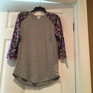LuLaRoe Randy-Medium-gray body with printed sleeve