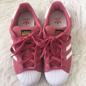 adidas superstar pink suede