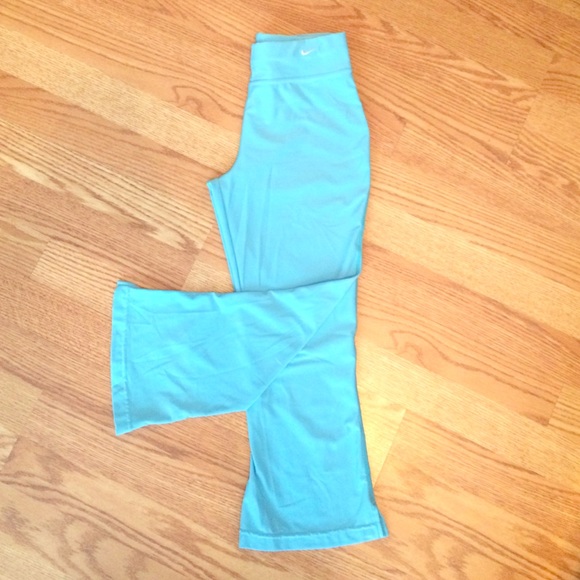 Sky blue yoga pants.