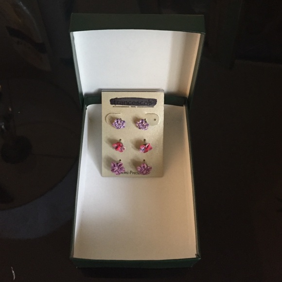 Set of three flower earrings